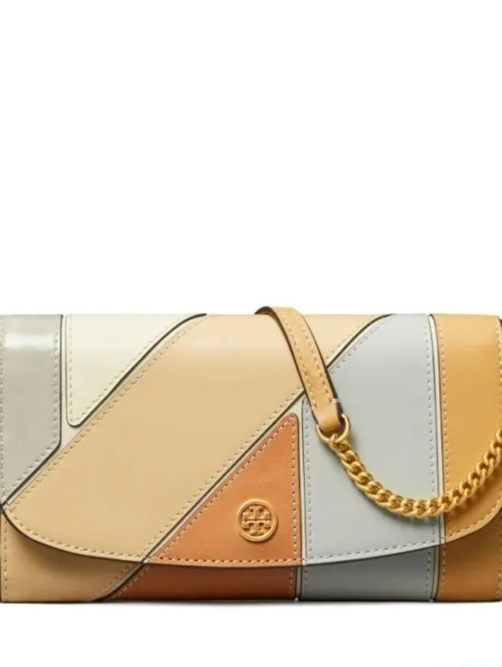 NWT Tory Burch Robinson Patchwork Leather Shoulder Bag in Neutral Multi